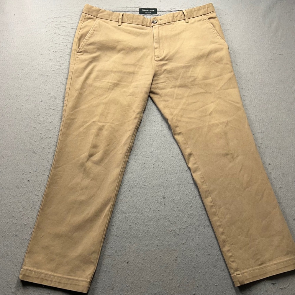 Rodd & Gunn Mens Chino Pants 38L Tan Khaki Cotton Stretch Woven In Italy 1699